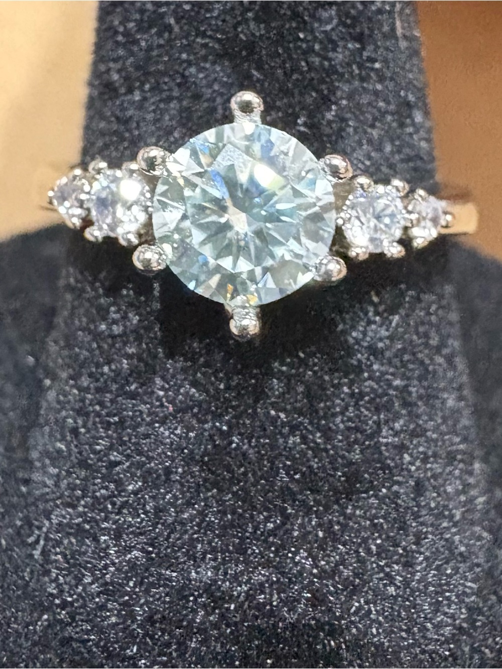 Brilliant White Round-Cut Solitaire Ring with Accent Stones